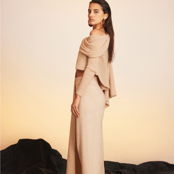 Cult Gaia Izzie Sweater Cardigan in Beige Oatmeal Pink size Small - Picture 8 of 11